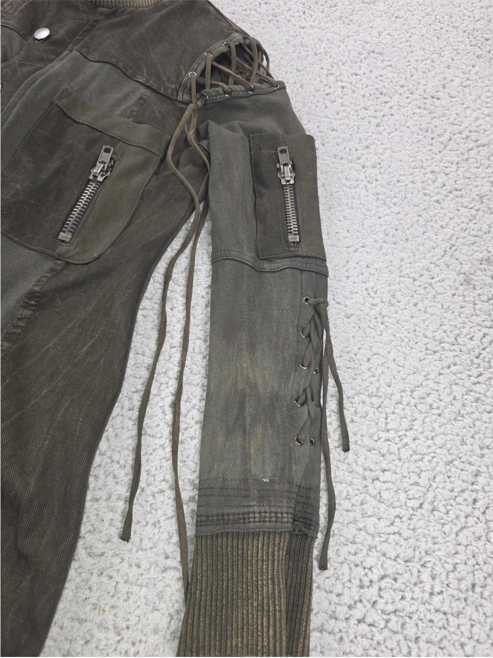 Salvage Olive Green Utility Lace-Up Long Jacket - Picture 7 of 7
